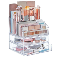 STORi Chloe stackable makeup holder front view showing organized brush storage.