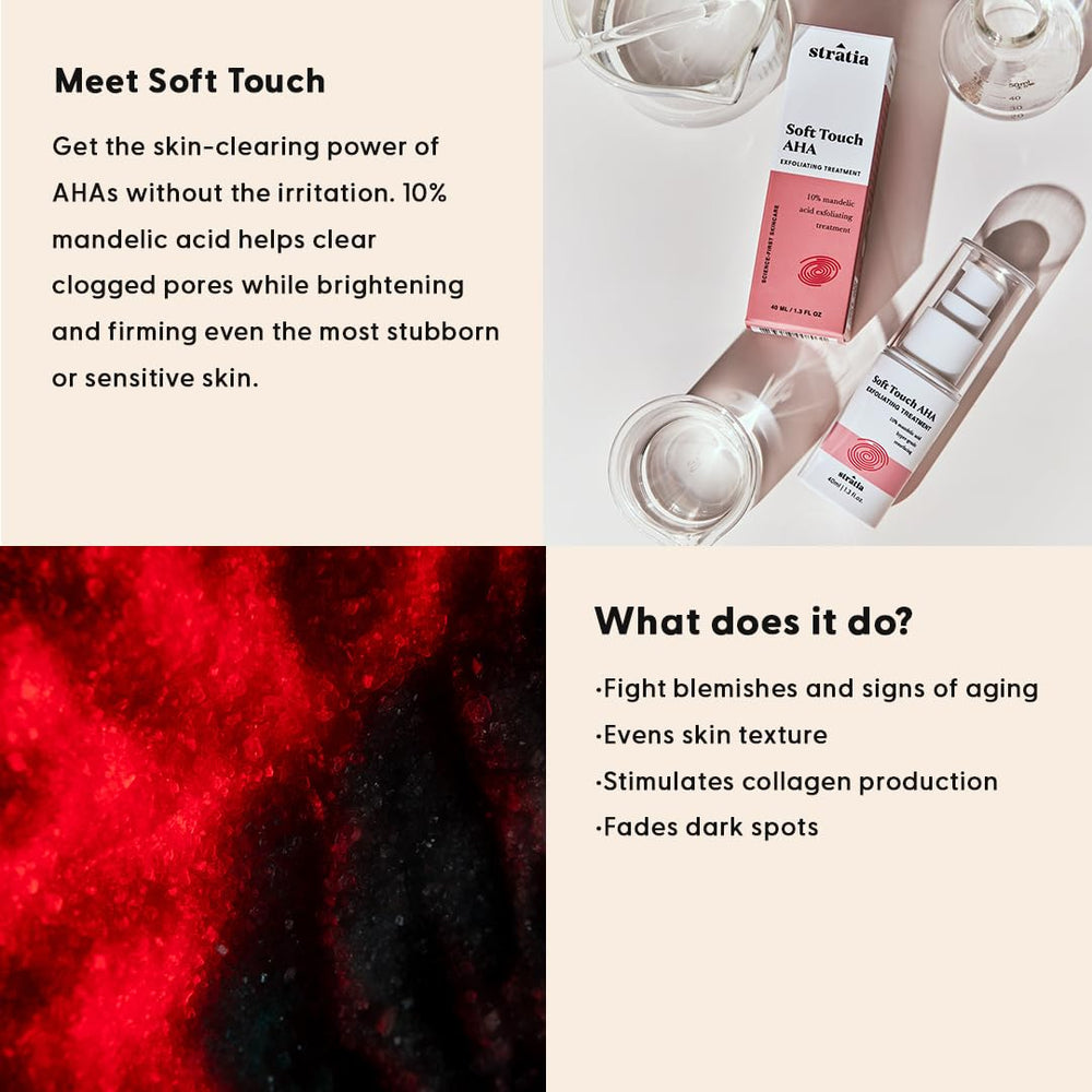Stratia Soft Touch Dark Spot Corrector serum-dispense shows even application for blemish-prone skin.