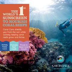 Stream2Sea Coral Care bottle pour showing easy application for snorkeling.