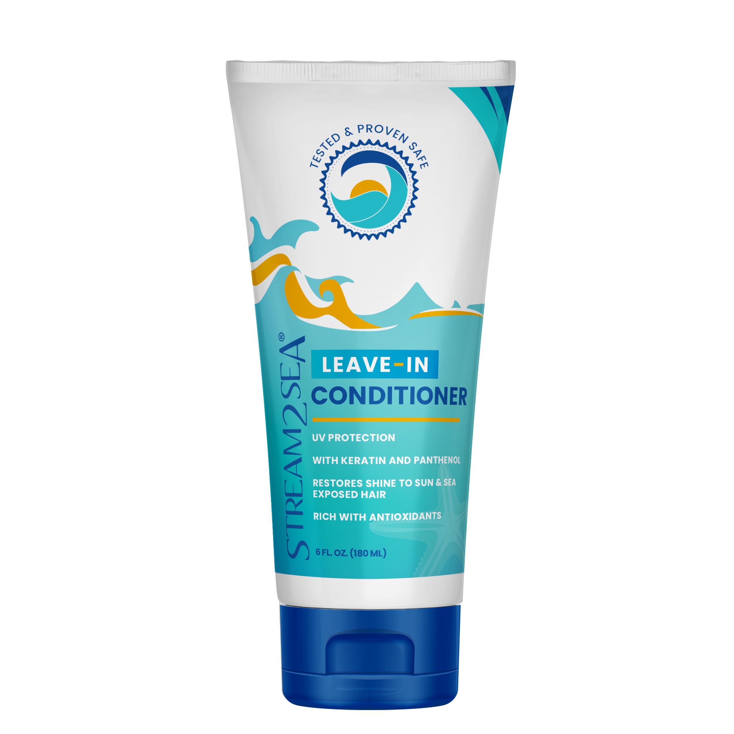 Stream 2 Sea leave-in conditioner bottle for detangling and sun protection.
