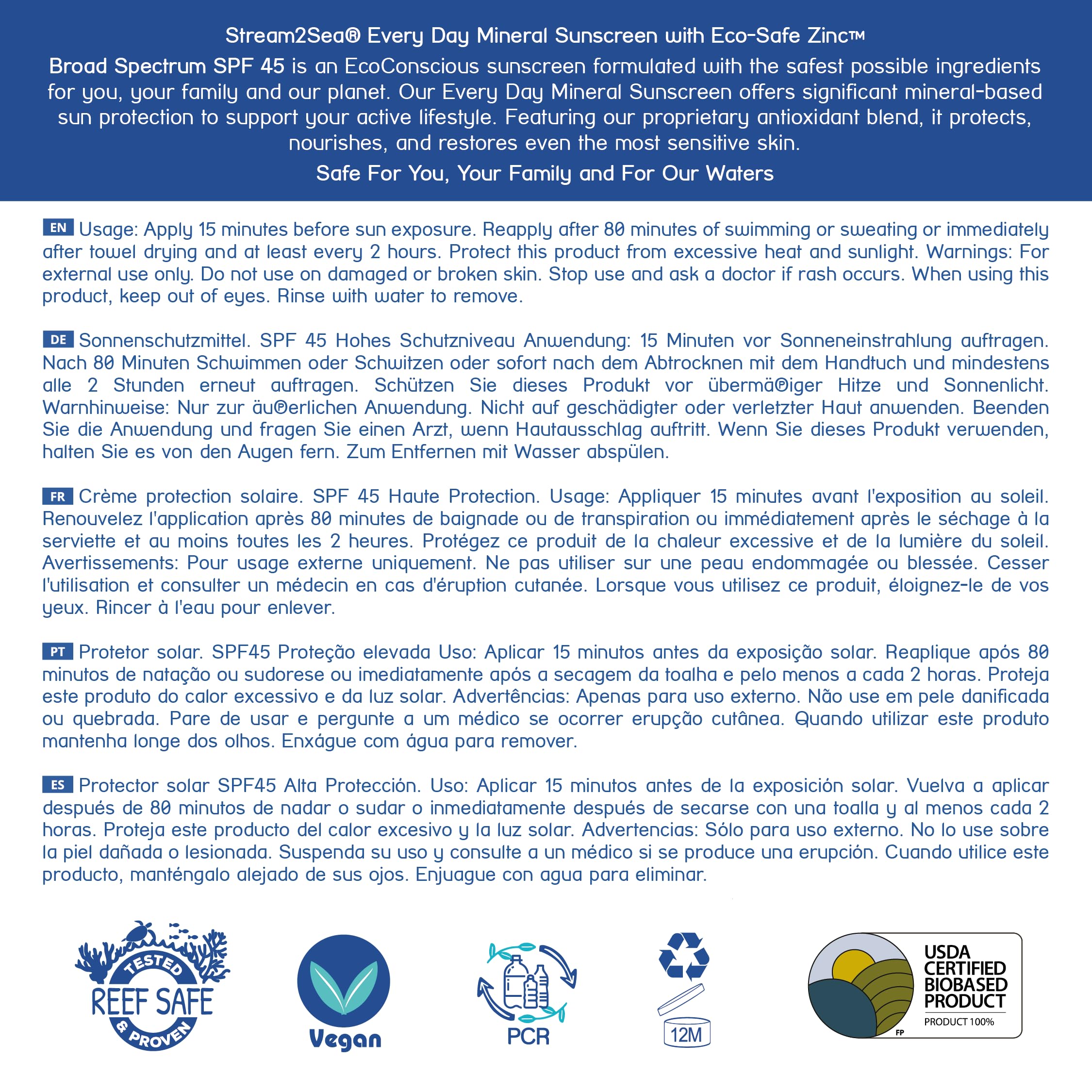 STREAM 2 SEA reef-safe mineral formula supports marine life.