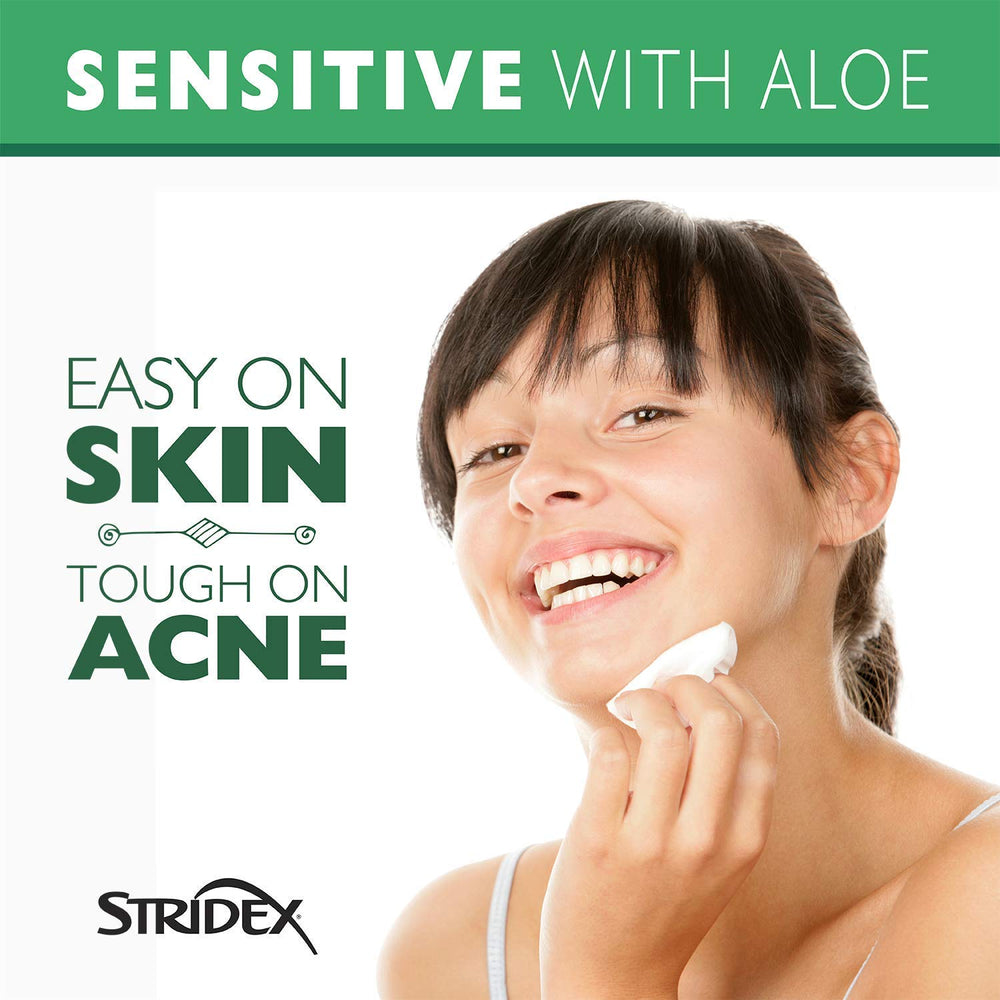Stridex Sensitive Pads applying thin layer across face for targeted treatment