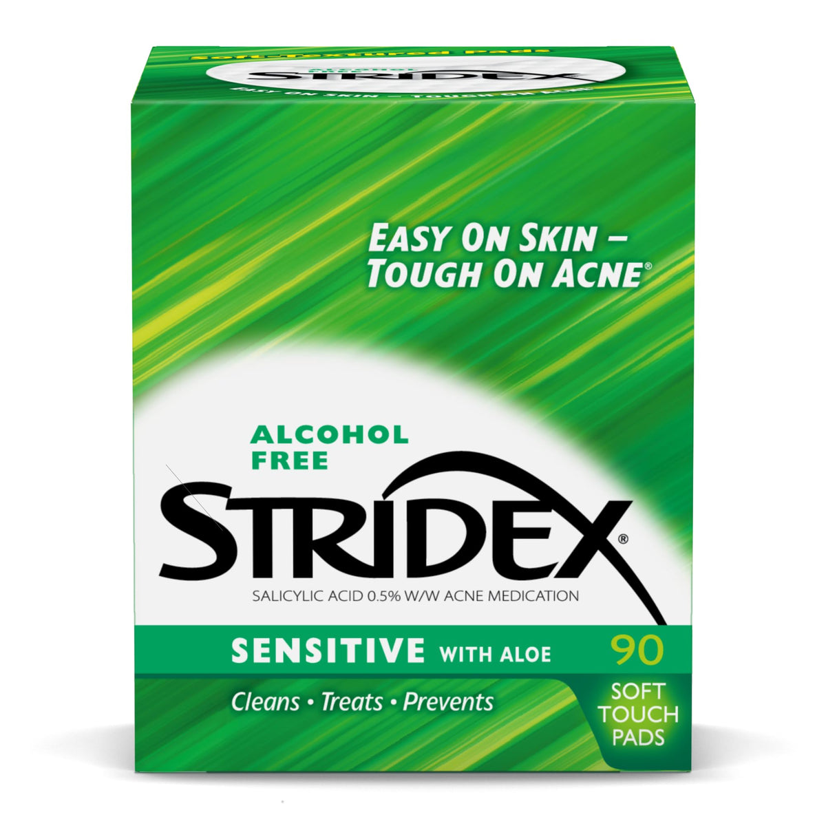 Stridex Sensitive Pads pack-3 front view showing 90-count boxes for easy acne care.