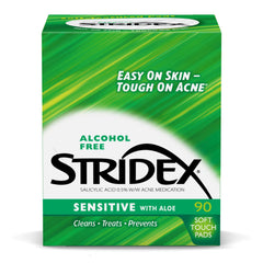 Stridex Sensitive Pads pack-3 front view showing 90-count boxes for easy acne care.