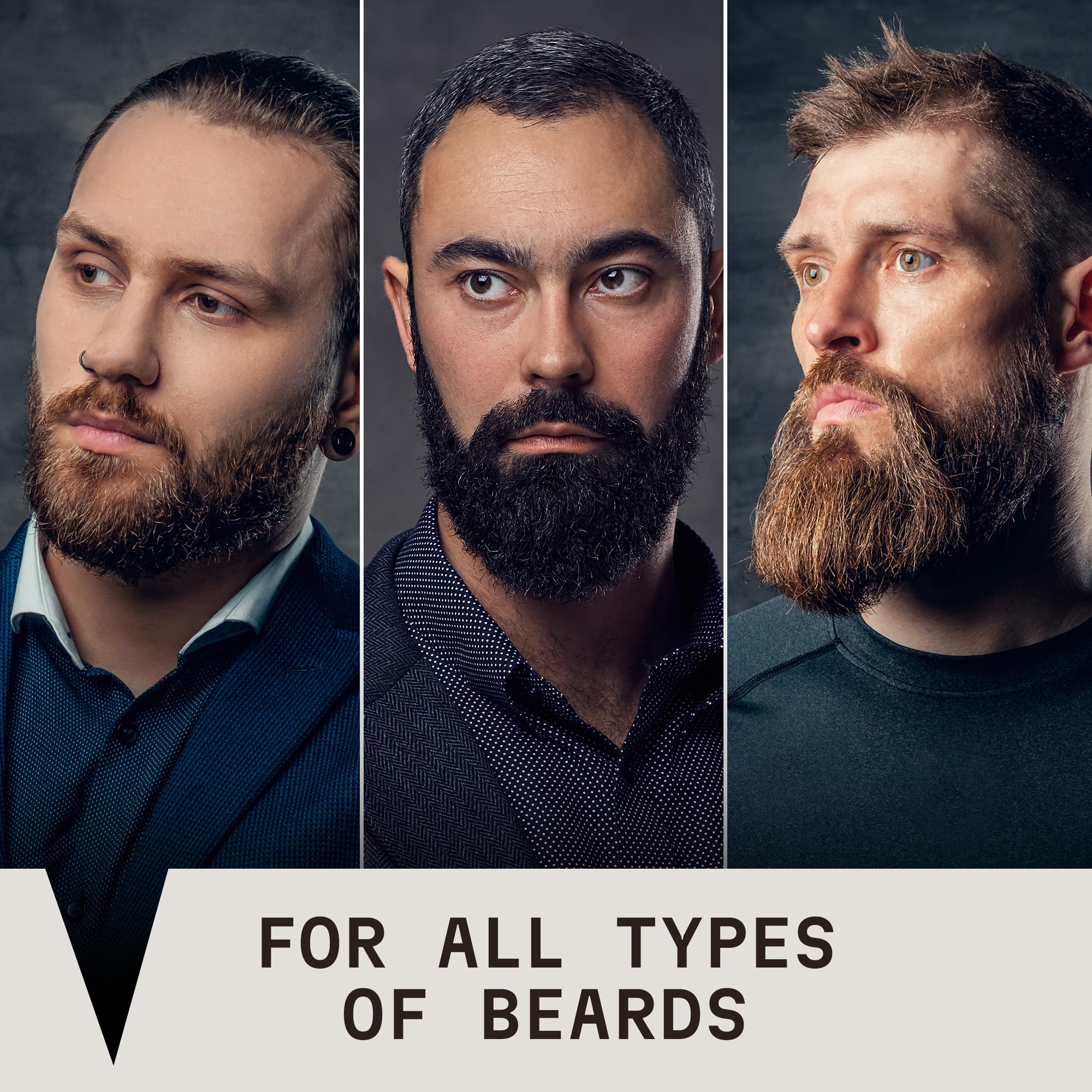 Striking Viking beard balm application on beard demonstrates quick absorption and natural finish.