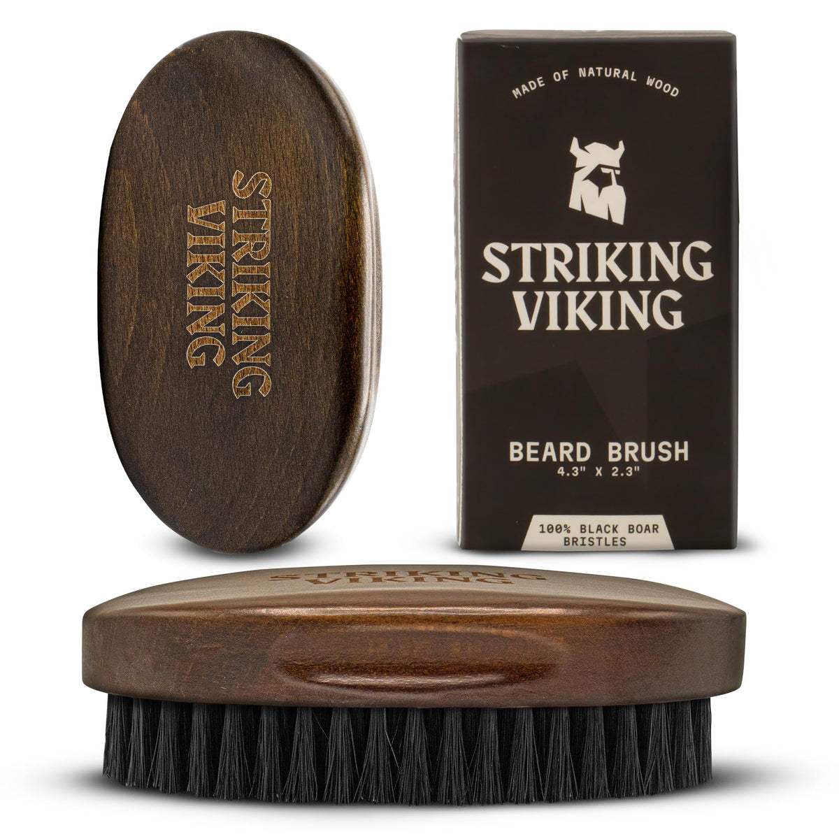 Striking Viking beard brush with beech handle provides sturdy daily grip.