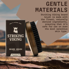 Striking Viking beard brush boar bristles tame beard and reduce frizz.
