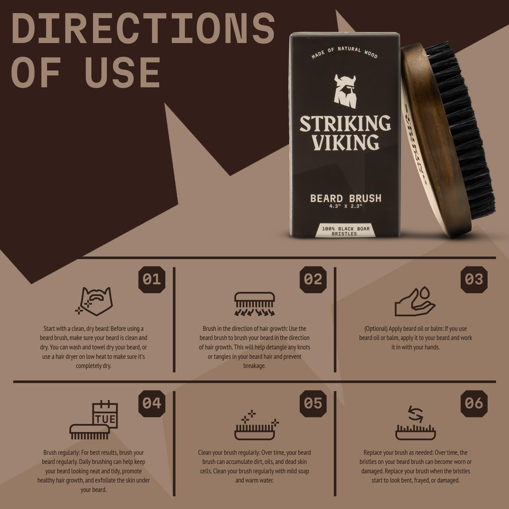 Striking Viking beard brush is suitable for short to Viking-length beards.