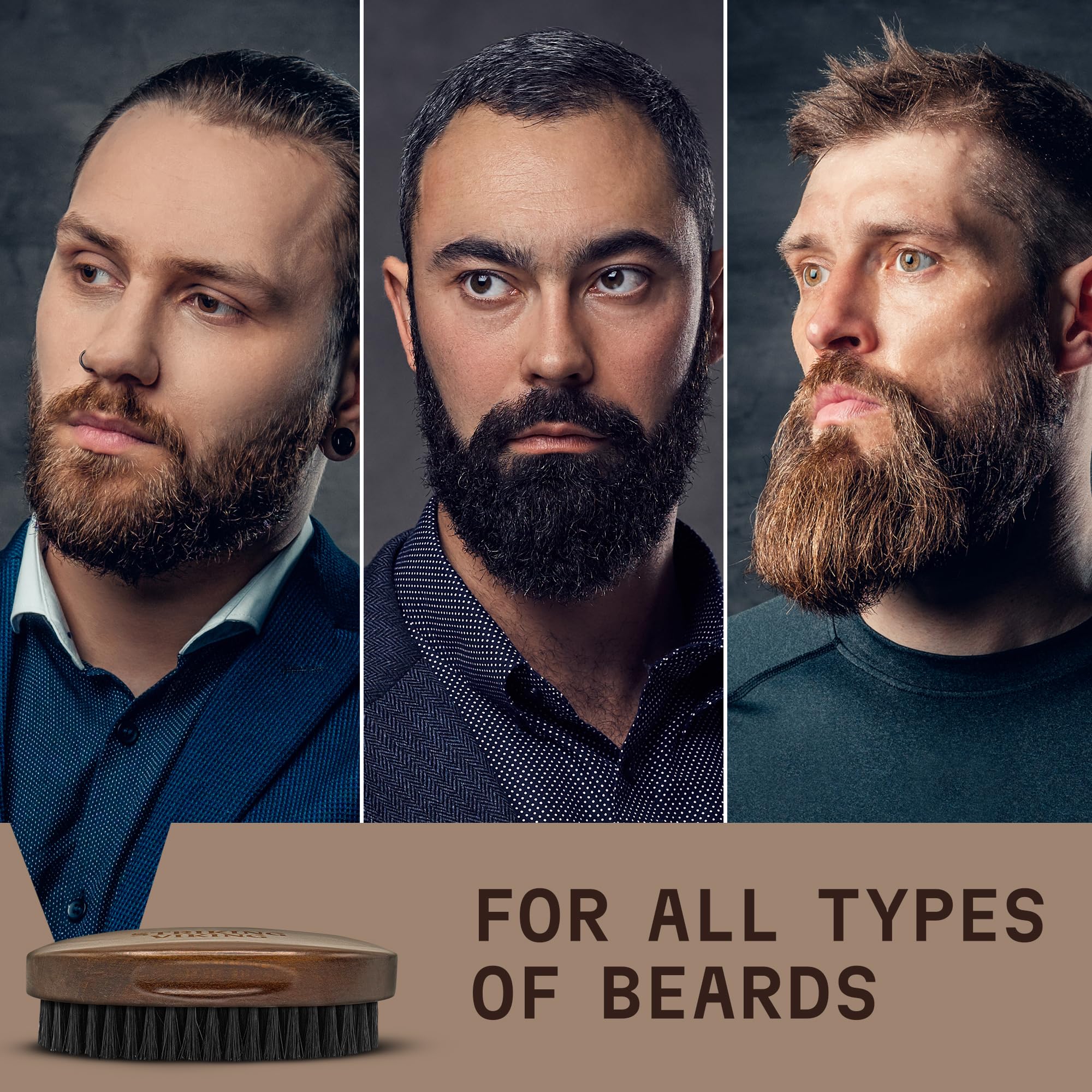 Striking Viking beard brush with durable design withstands daily use.