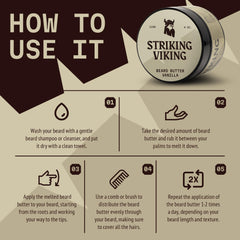 Striking Viking beard butter vanilla scent close-up emphasizing nourishing formula