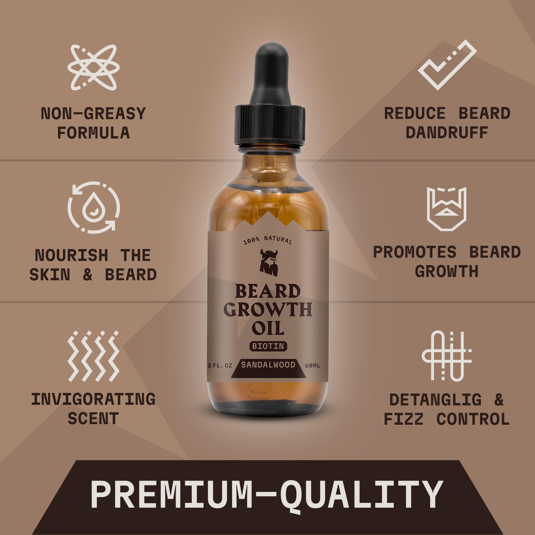 Striking Viking beard oil application pour demonstrates easy-to-use drop for even coverage.