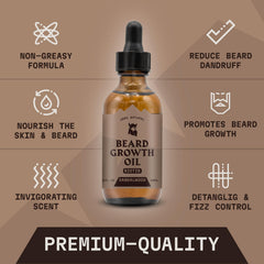 Striking Viking beard oil application pour demonstrates easy-to-use drop for even coverage.