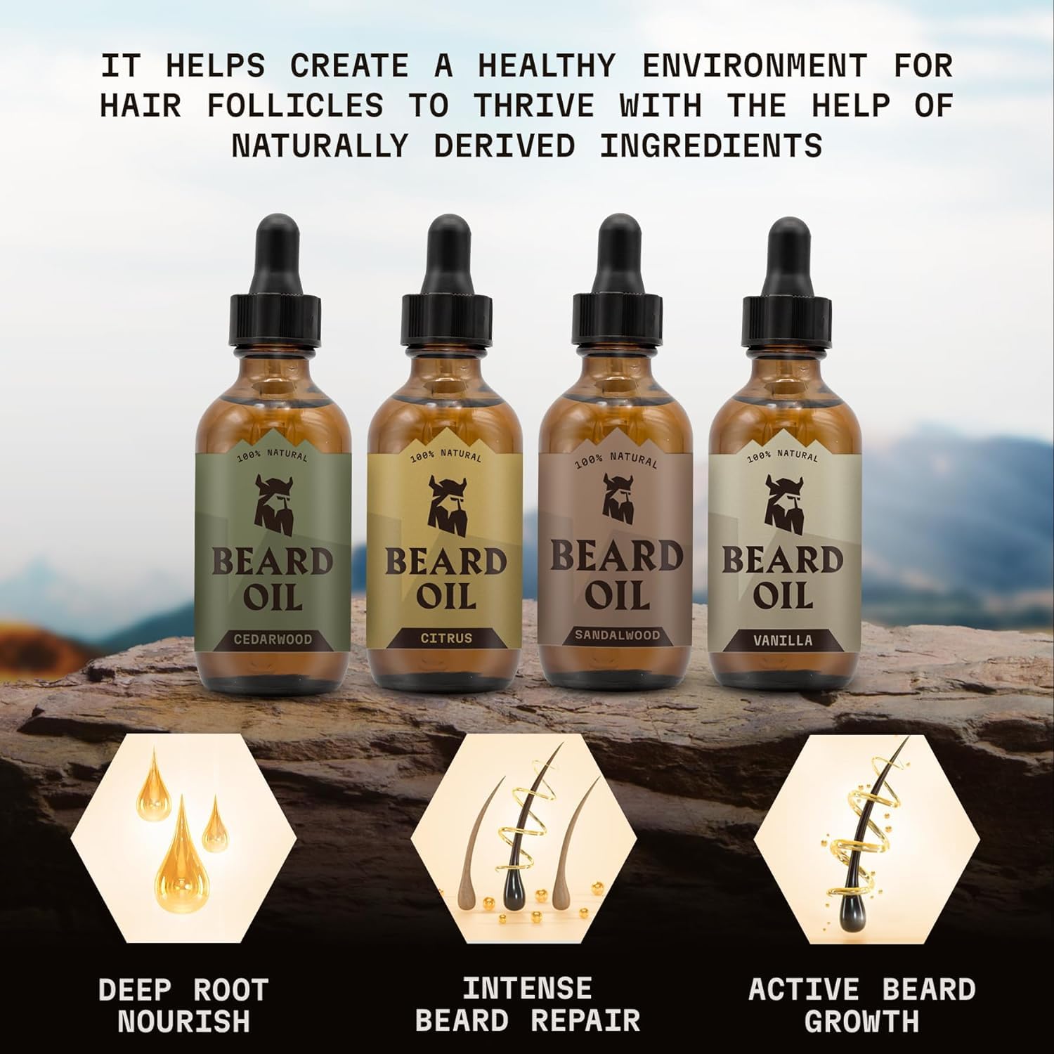 Striking Viking cedarwood bottle offers conditioning for a healthier-feeling beard.