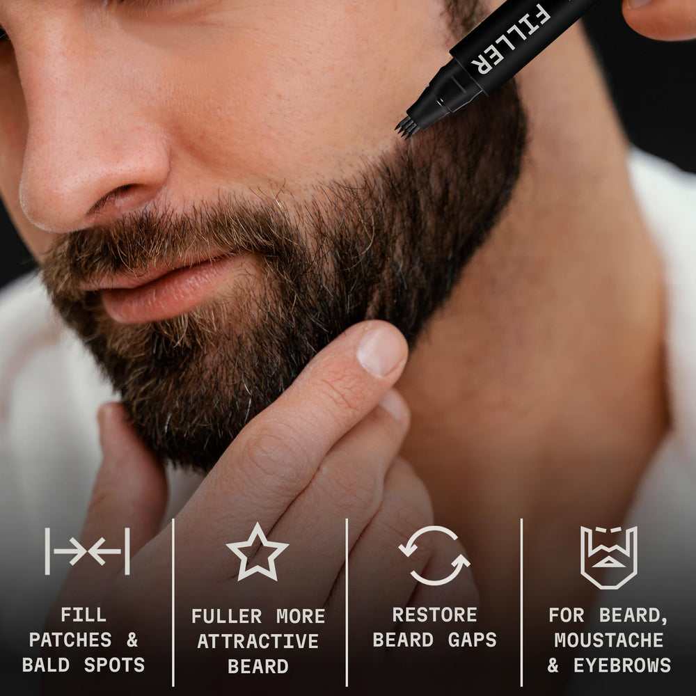 Striking Viking beard pencil filler four-pronged tip close-up creates natural hair strokes.