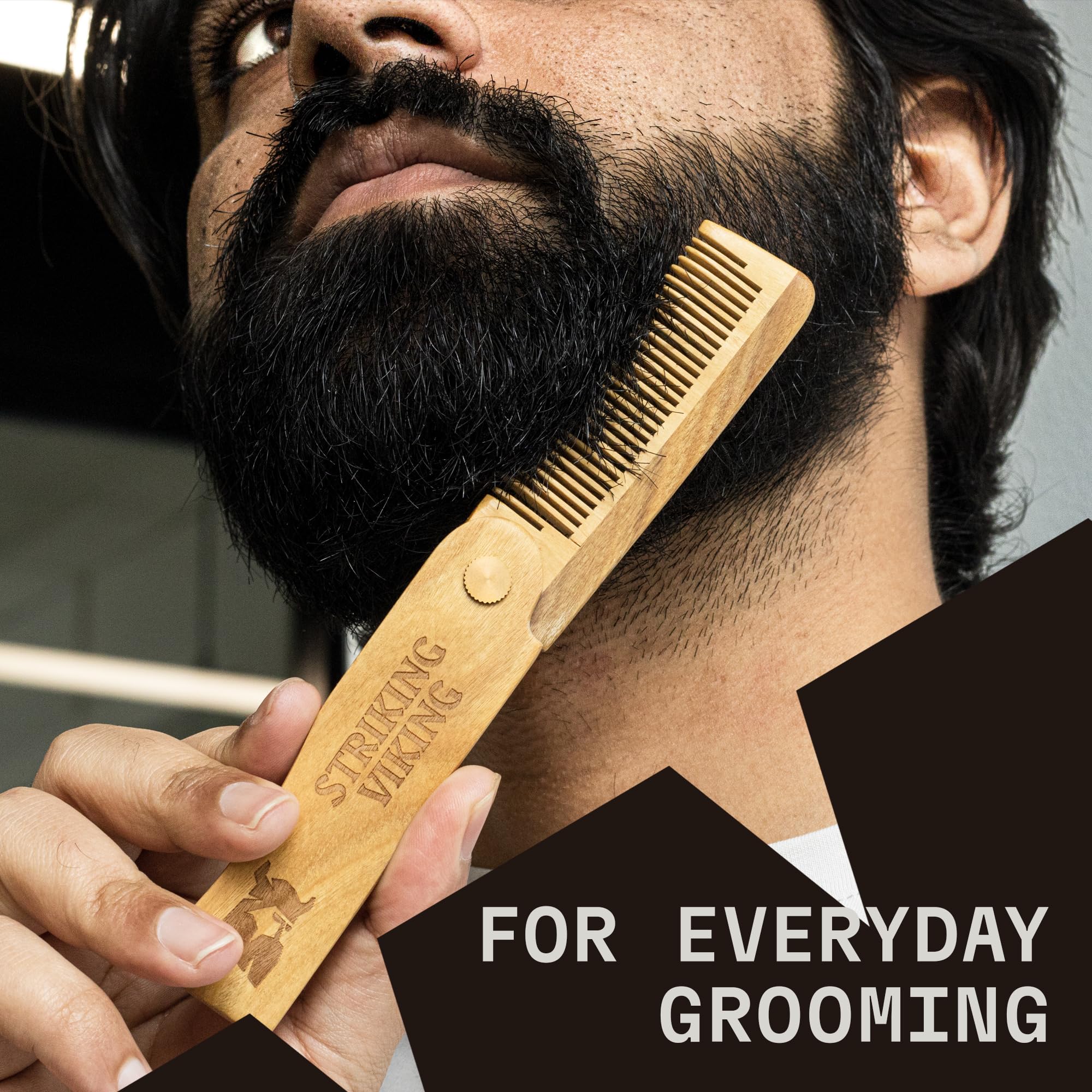 Striking Viking sandalwood oil pairing, works with beard oil routines.