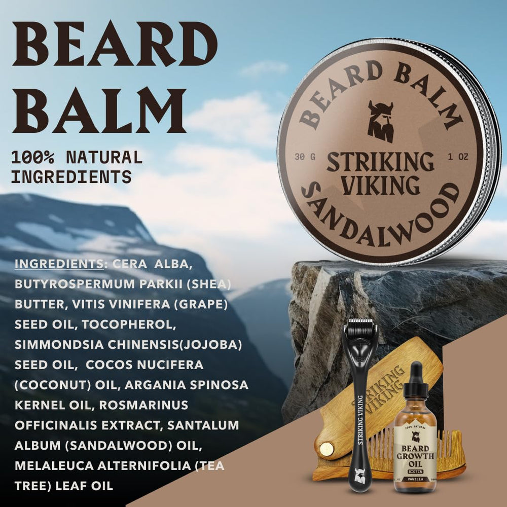 Striking Viking gift-ready packaging ideal for beard care gifts.