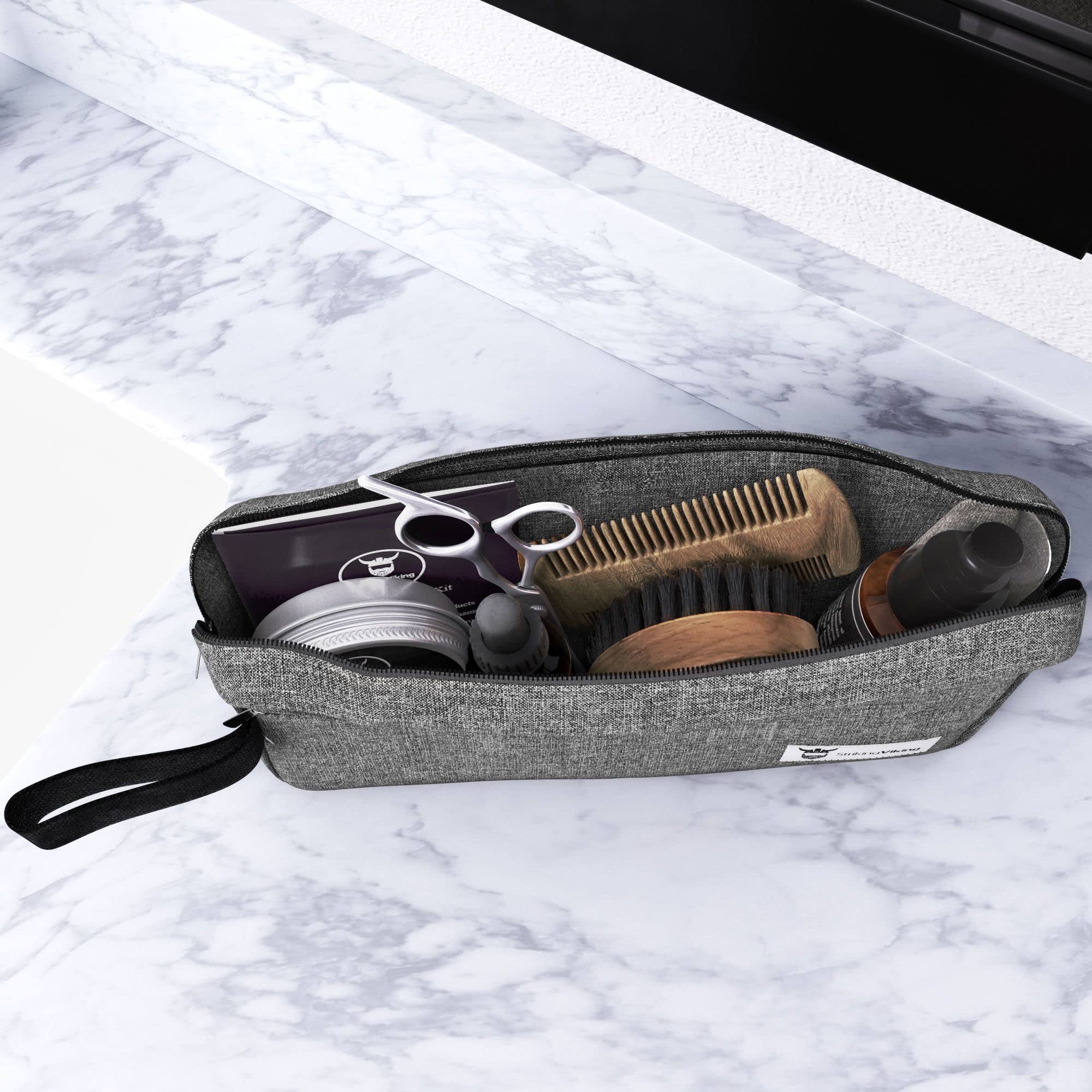 Striking Viking foldable sandalwood comb demonstrates easy detangling and even product spread.