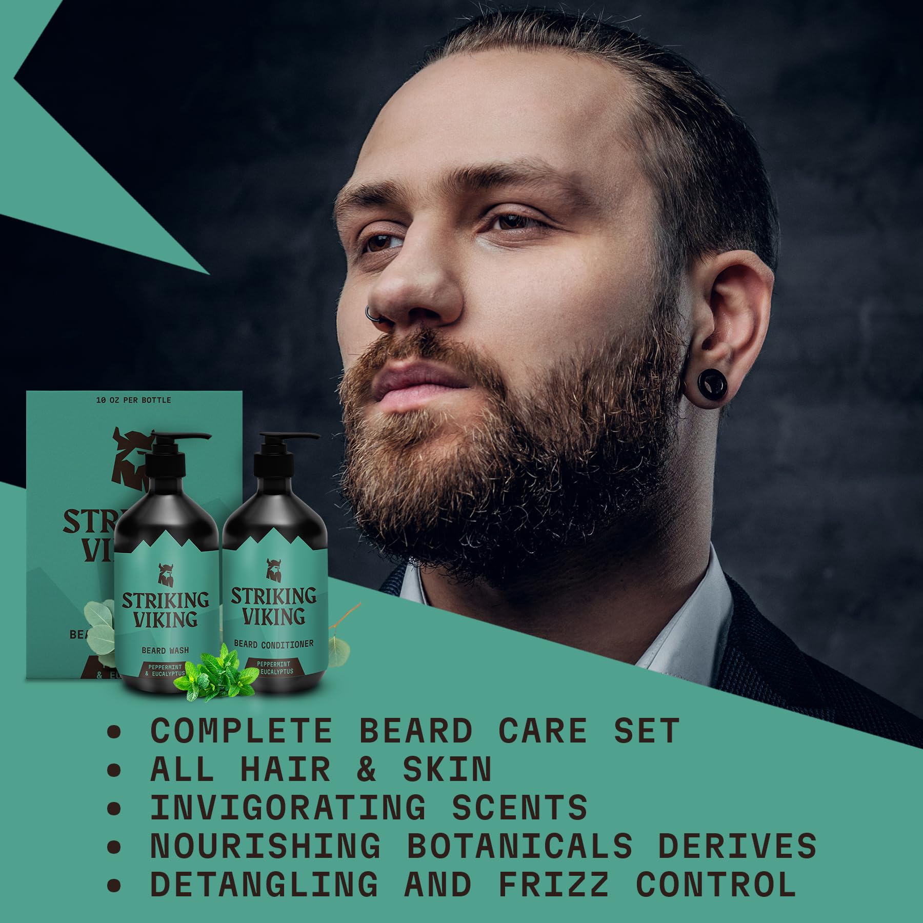 Striking Viking mint peppermint eucalyptus scent; provides refreshing grooming experience