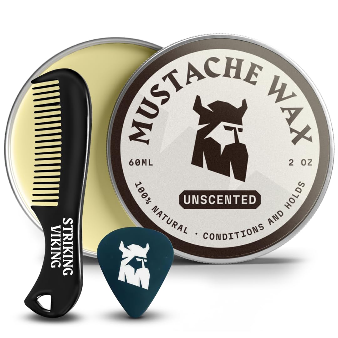 Striking Viking mustache wax kit 2oz with strong hold for defined styling