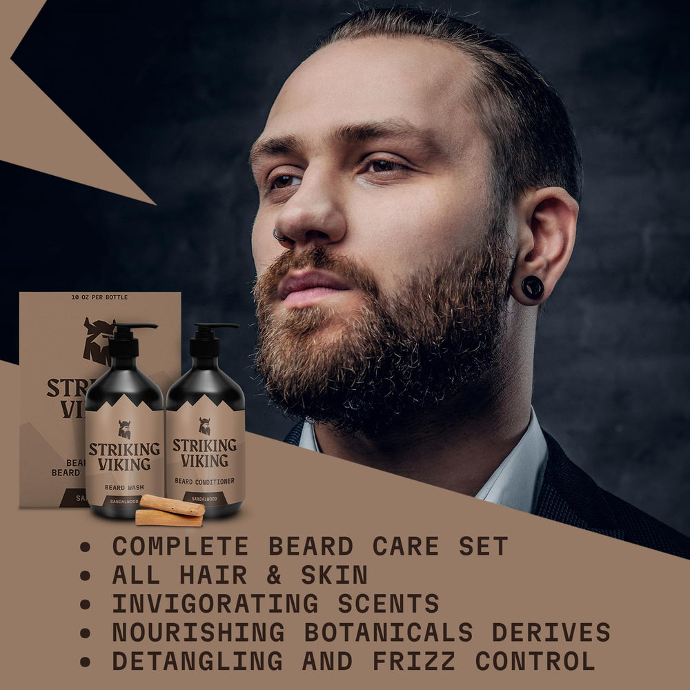 Striking Viking close-up sandalwood scent with jojoba shine and skin-friendly feel