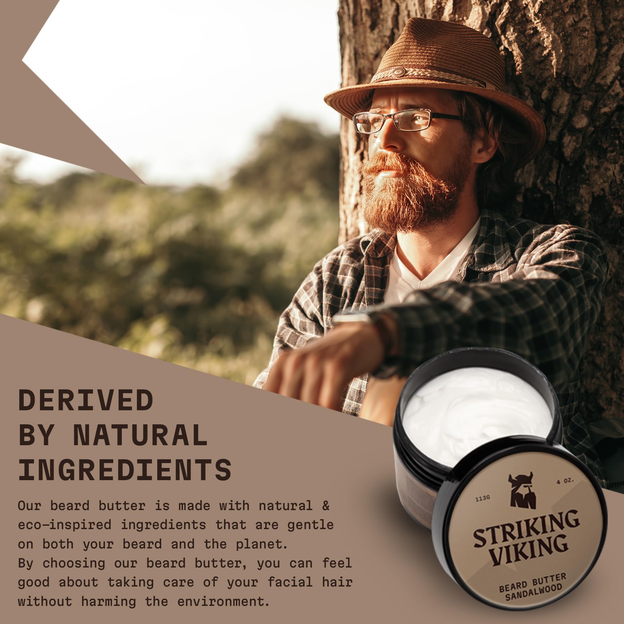 Striking Viking sandalwood beard softener ingredients highlight natural nourishment for healthier beards.