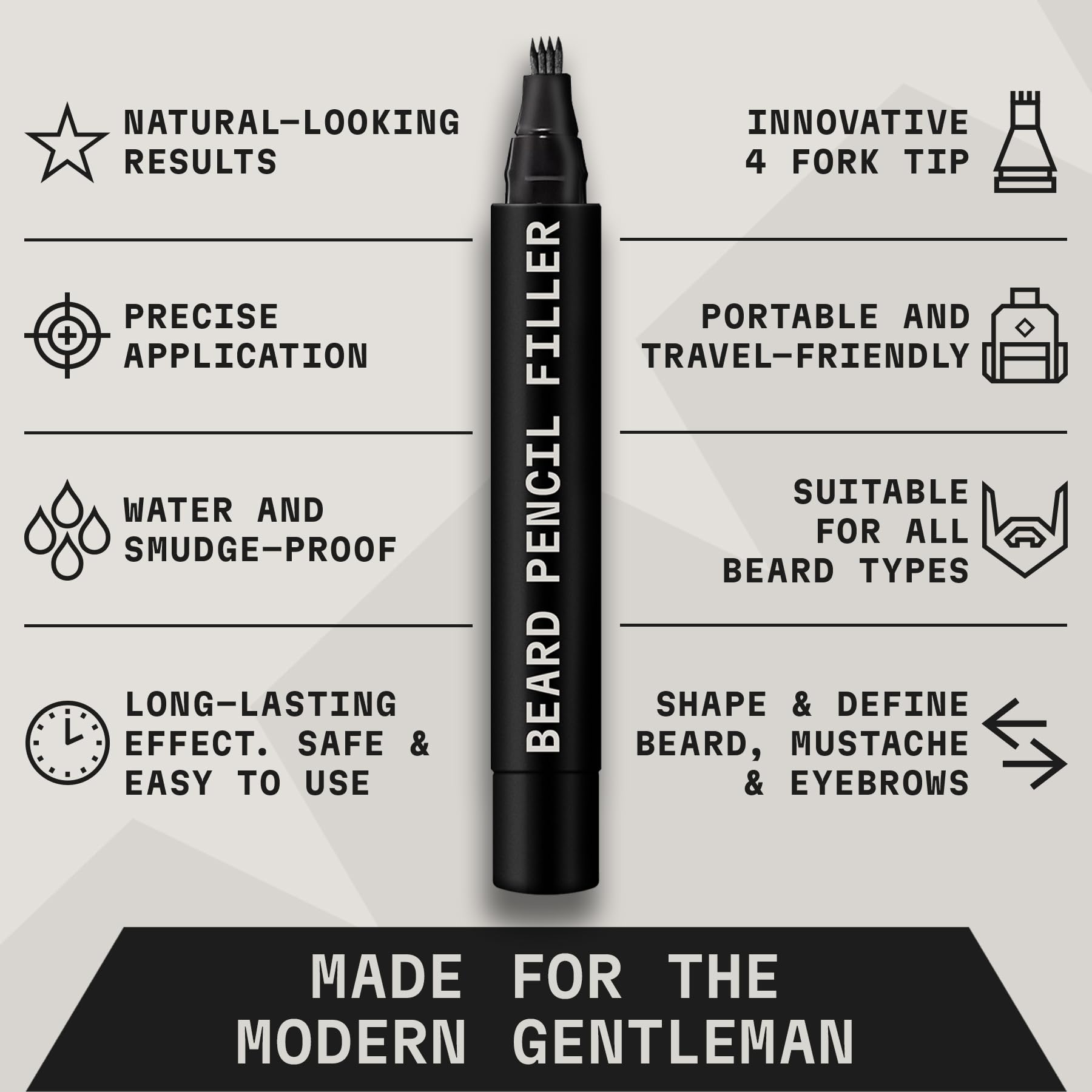 Striking Viking soft bristle brush blends color for a seamless beard finish.