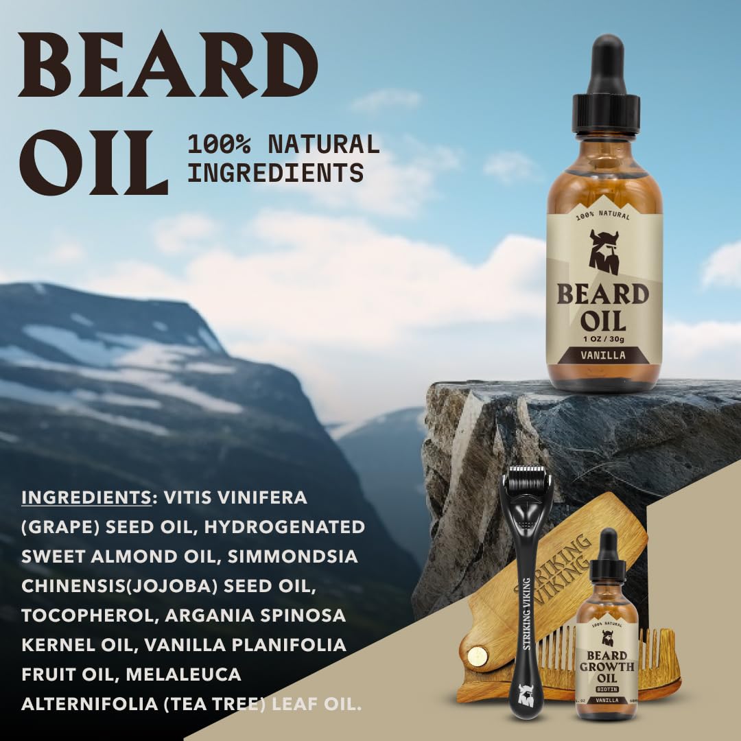 Striking Viking Travel Pack grooming scene for on-the-go beard care.