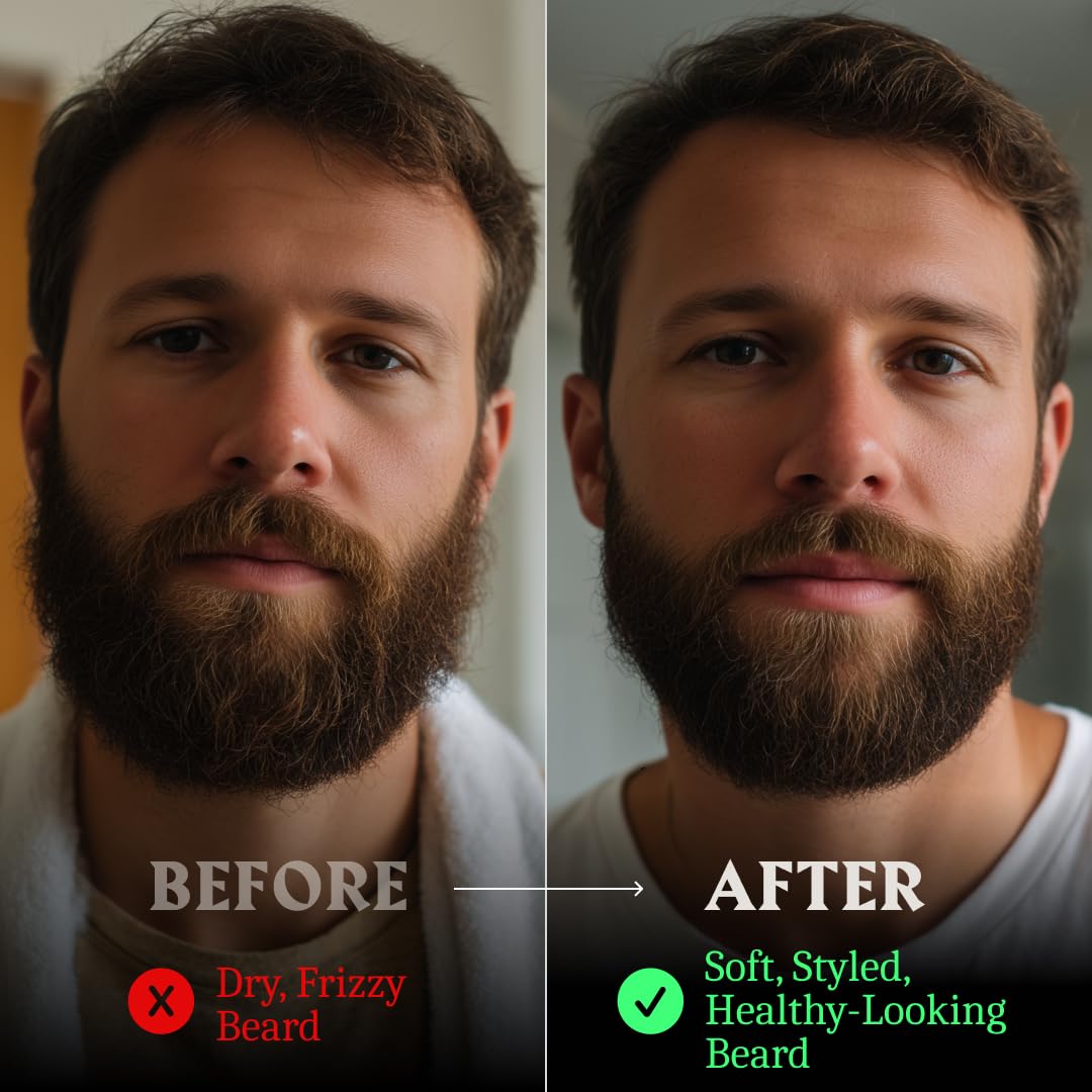 Striking Viking unscented beard butter after-use shine on beard suggests all-day freshness.