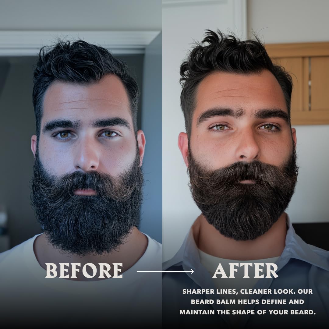 Striking Viking vanilla-scent beard care imagery evokes timeless grooming.