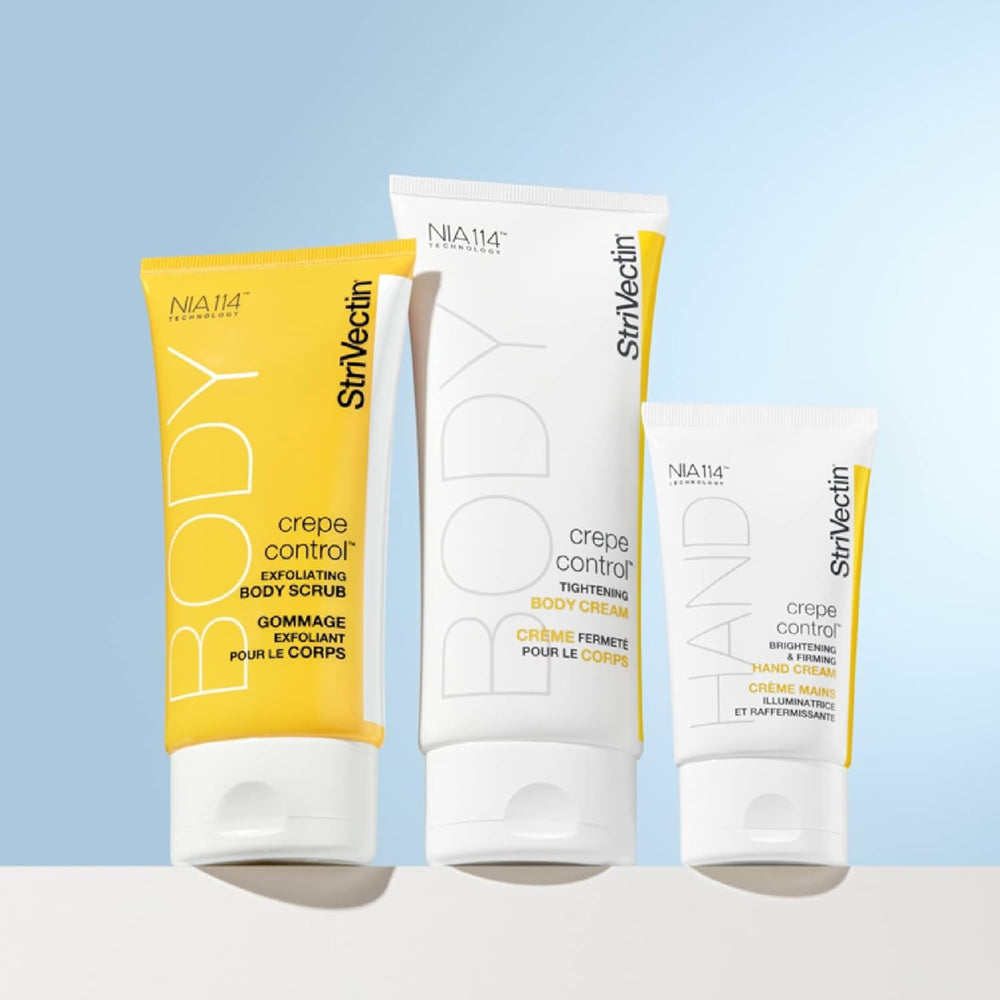 StriVectin tube on bathroom counter in lifestyle scene, suggests daily use habit