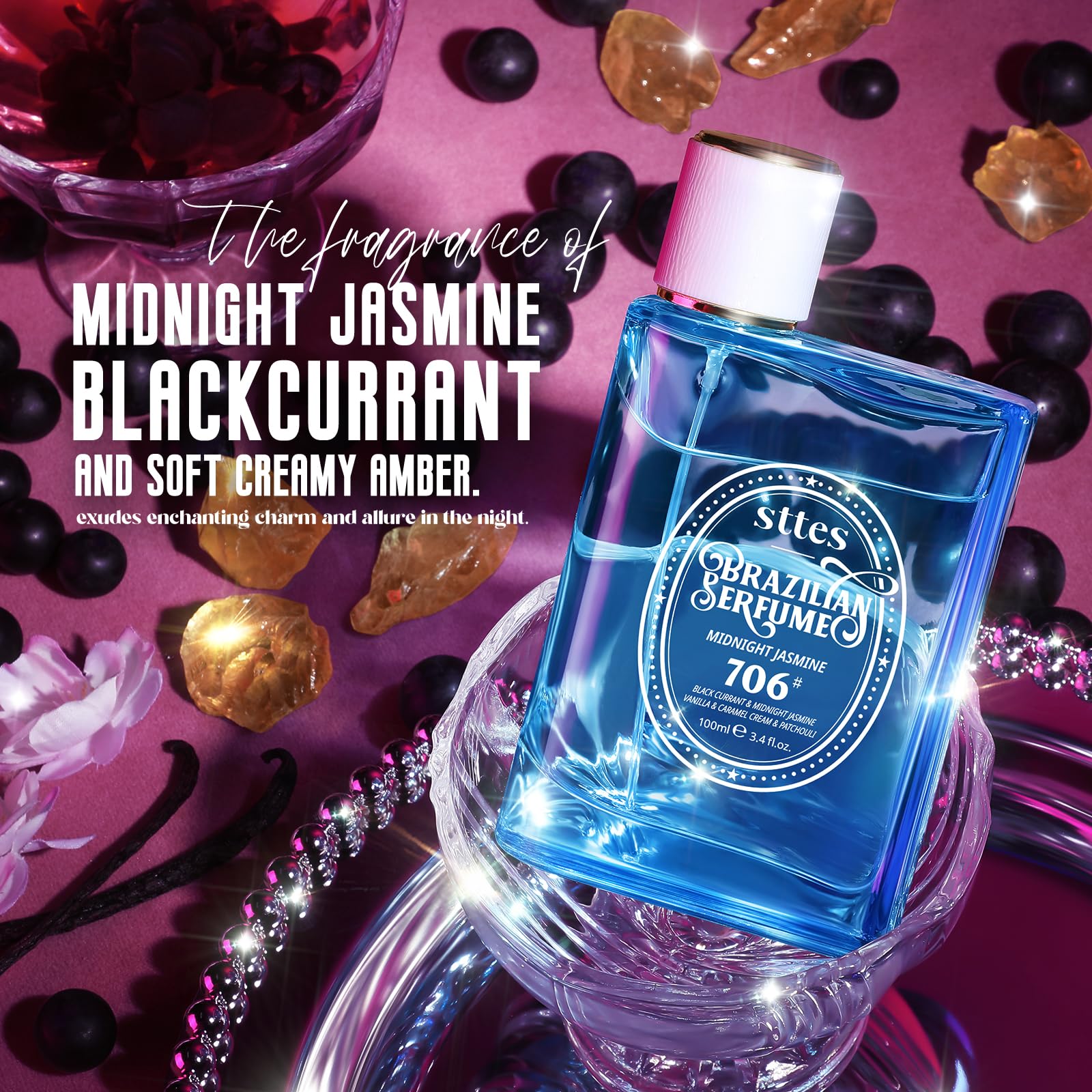 Sttes Midnight Jasmine vanilla luxury, warm base for lasting scent warmth.