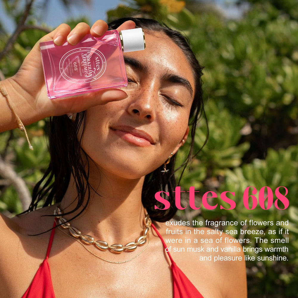Sttes Perfume 608 tropical seaside image hints at vanilla and jasmine notes.