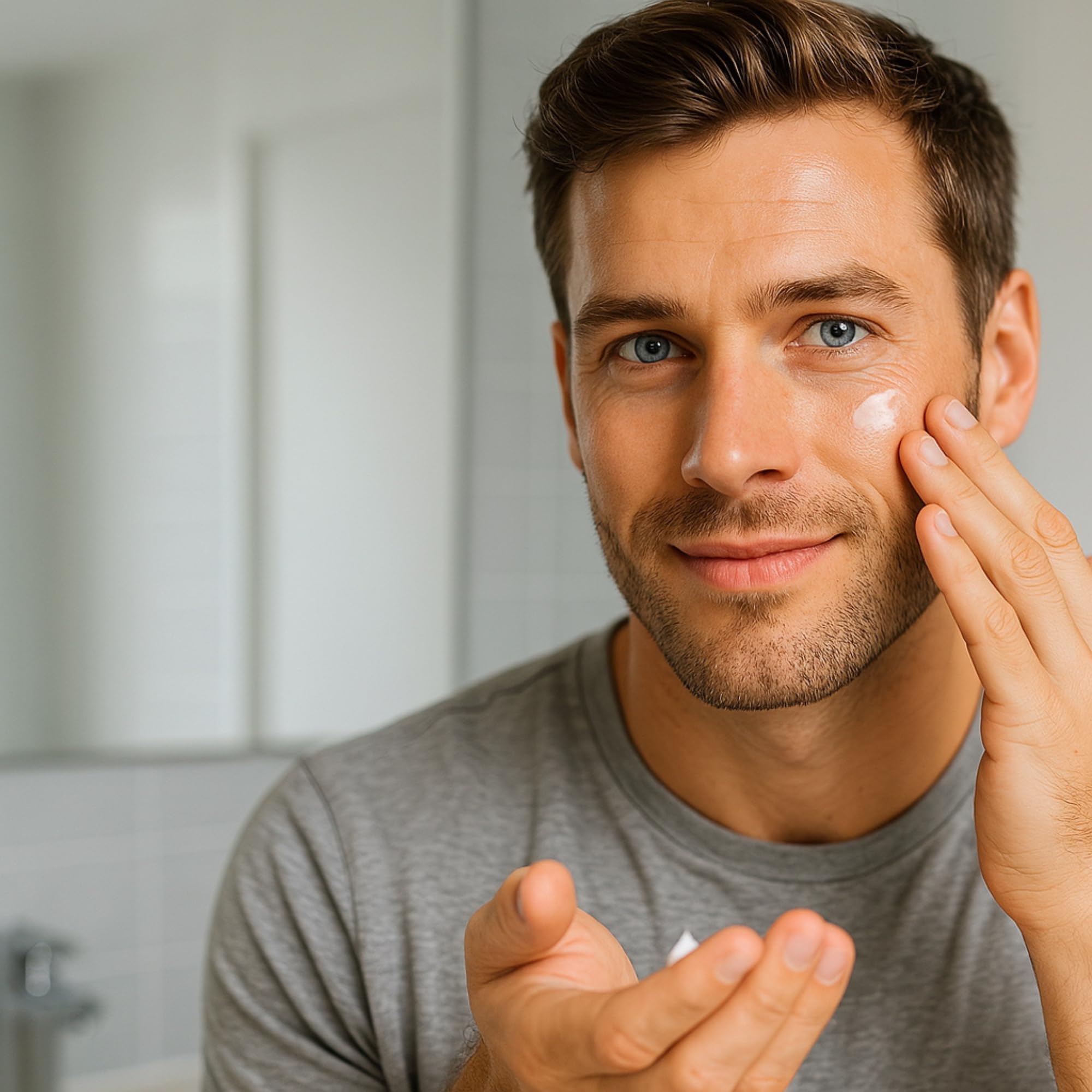 Stubble & Stache beard application cream demonstrates lightweight, non-greasy absorption.