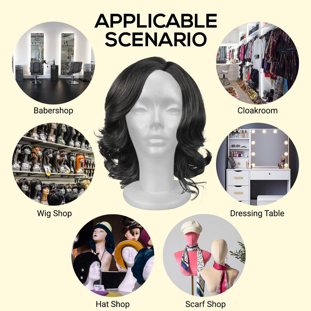 STUDIO LIMITED wig display stand keeps lace wigs neatly shaped for showcases.