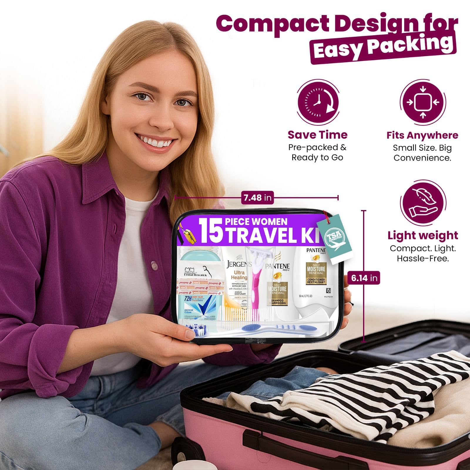 Stuhrling Bottle Trektote bag inside-layout emphasizes easy access and storage