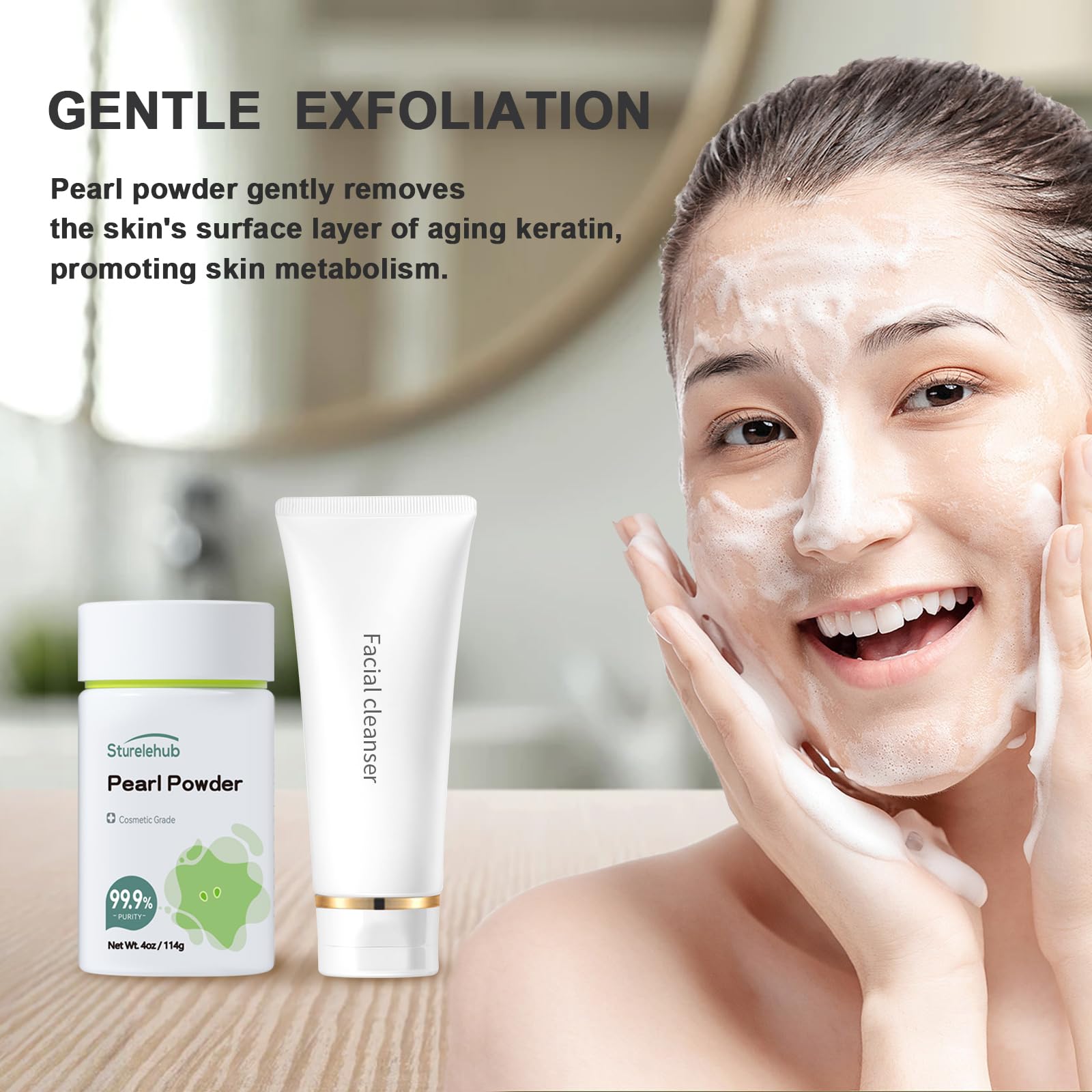 Sturelehub pearl powder blended into cream or lotion for texture.