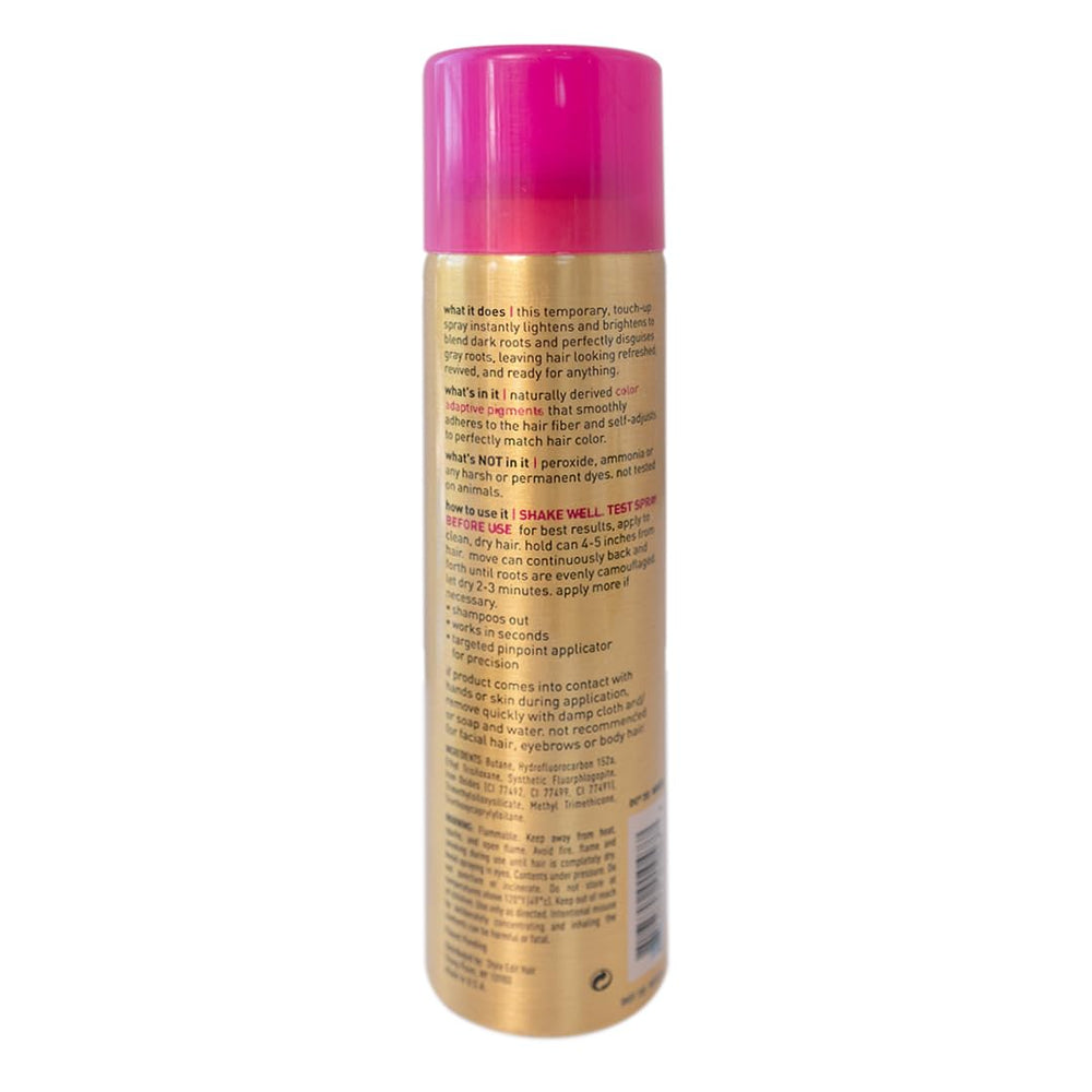 STYLE EDIT dark blonde root concealer before-and-after shows visible root coverage.
