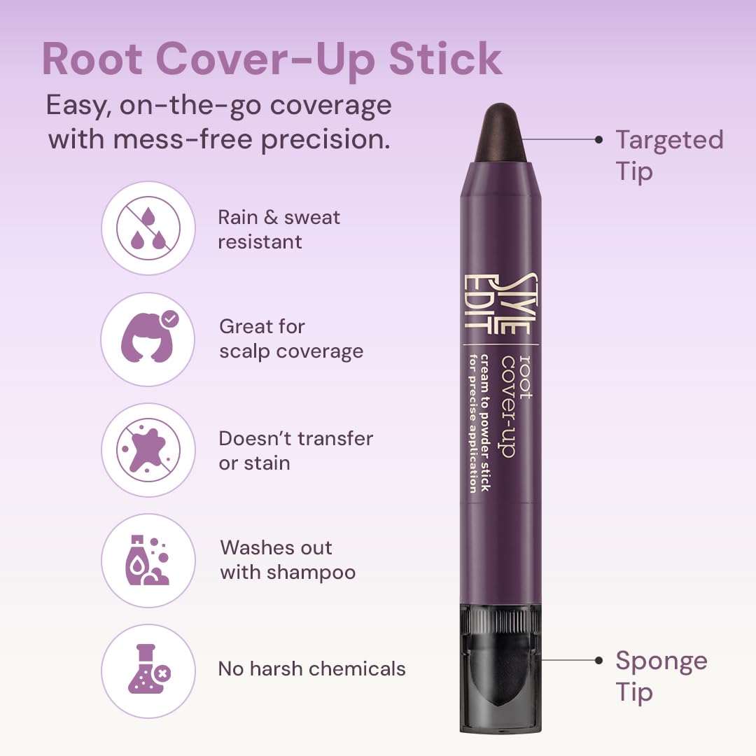 Style Edit Instant Root Concealer Stick swatch application shows precise root coverage.