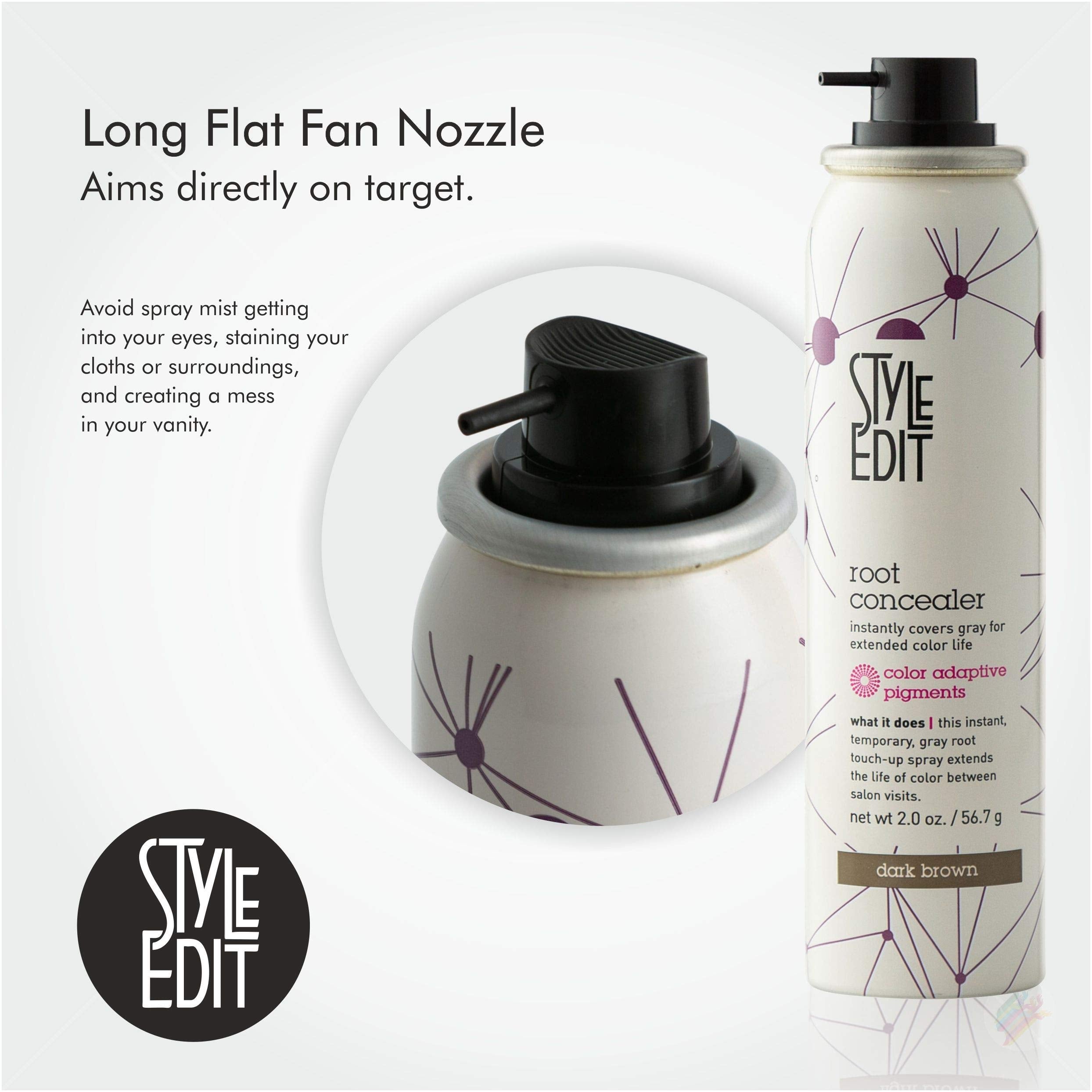 STYLE EDIT Root Concealer dark brown shade shows true color match.