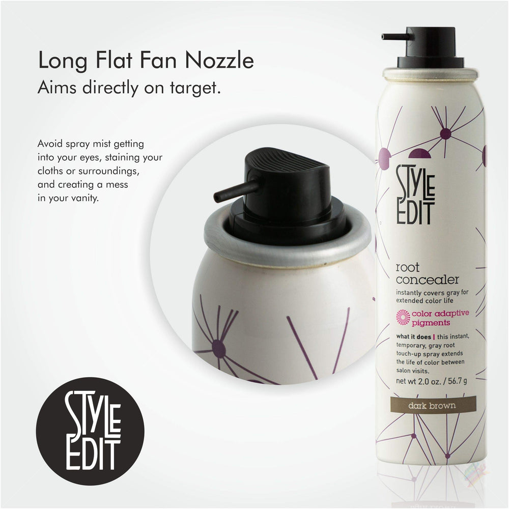 STYLE EDIT Root Concealer dark brown shade shows true color match.
