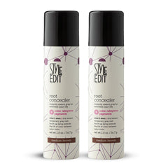 Style Edit root concealer spray bottle for instant gray root coverage between salon visits.
