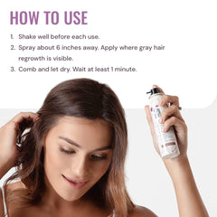 Style Edit Root Concealer Spray product in action dries quickly with no stickiness.