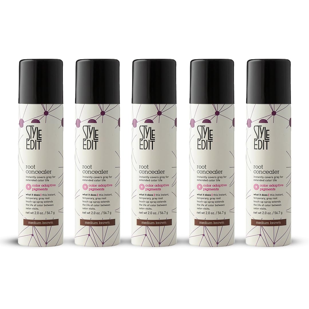 Style Edit Root Touch Up Spray packaging demonstrates quick gray coverage.