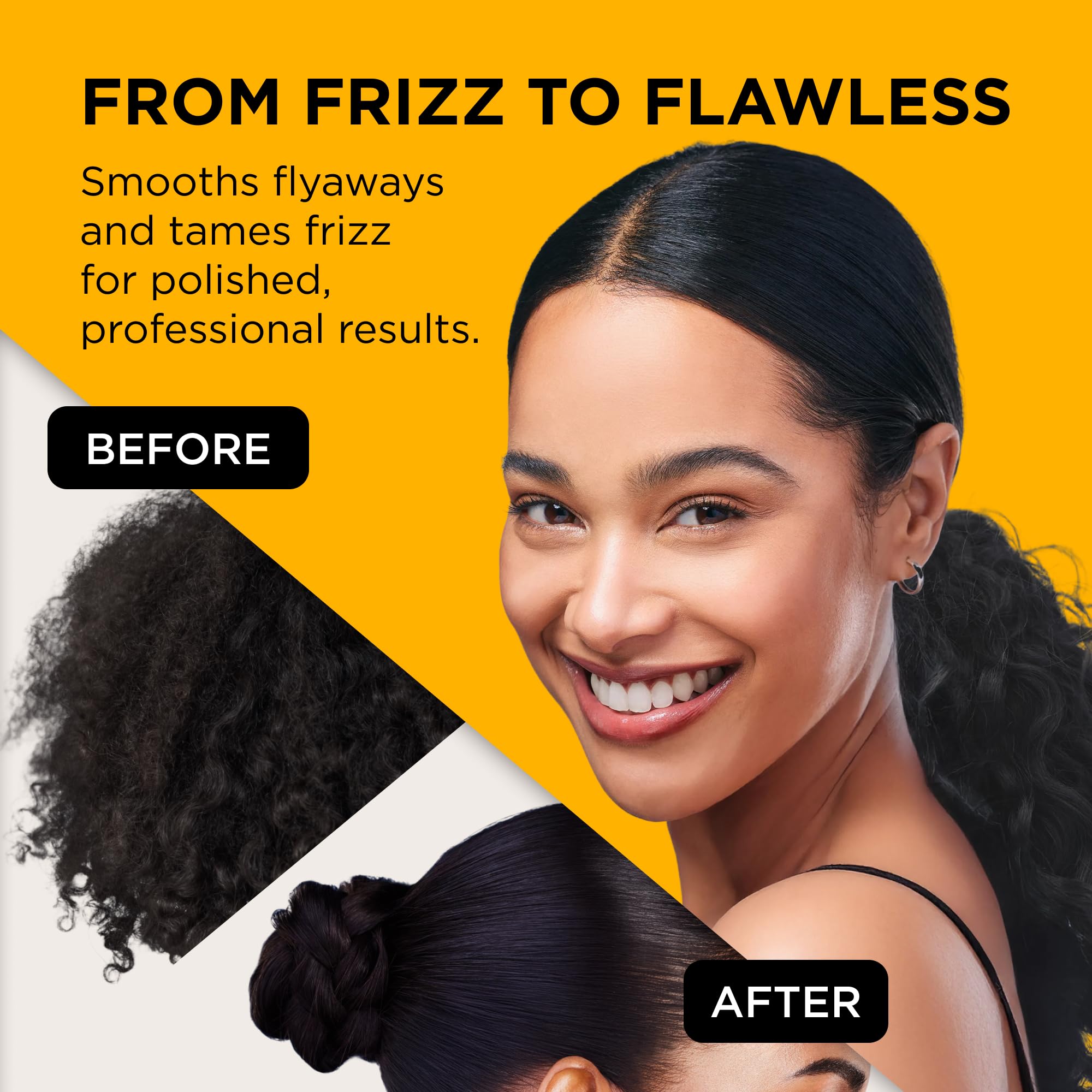 Style Factor EDGE BOOSTER applied to damp hair for a sleek, lasting finish.