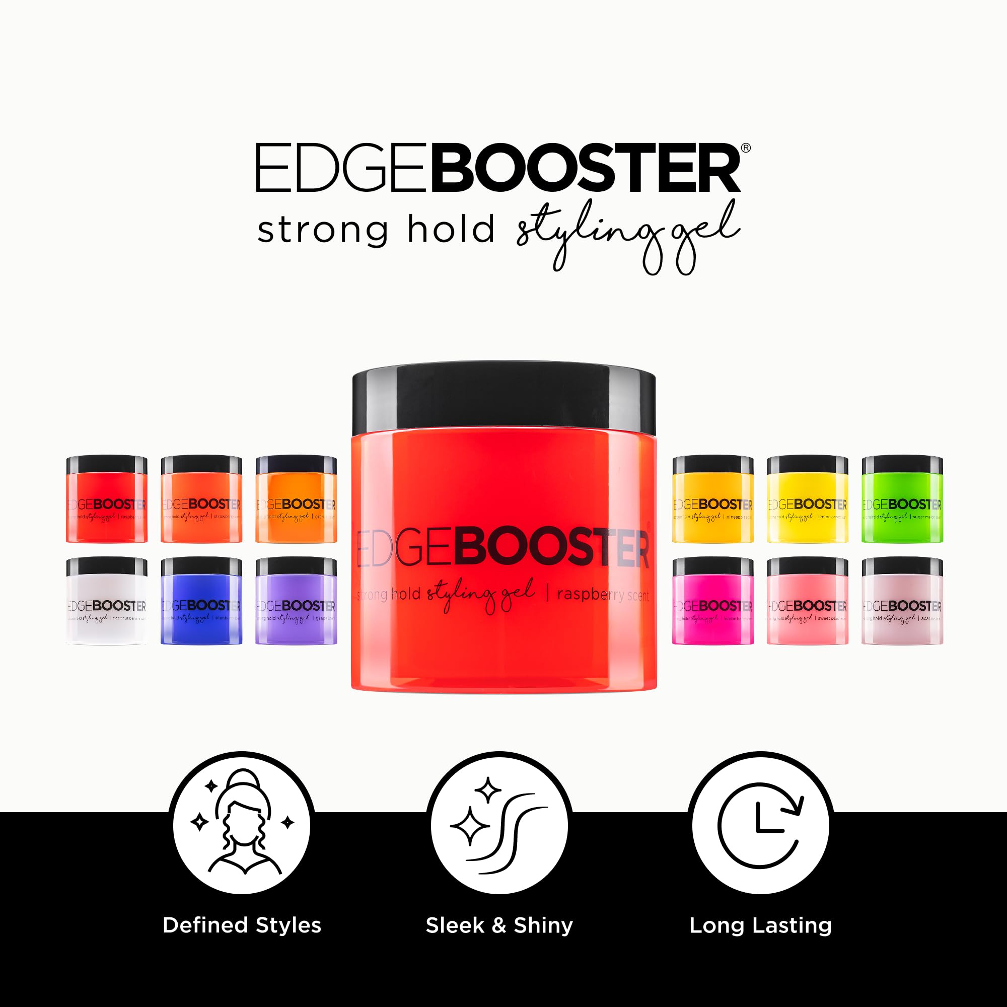 Style Factor Edge Booster close-up texture highlights flexible, non-sticky gel for all hair types.