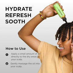 Style Factor LockBOOSTER scalp massage demo emphasizing soothing relief for dry scalp