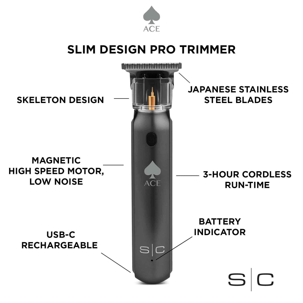Stylecraft Ace cordless trimmer rotary motor image highlighting 7,500 rpm for smooth cuts.