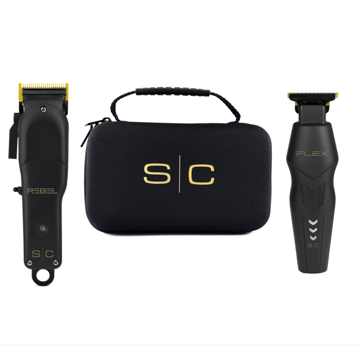 Stylecraft Flex Trimmer and Rebel Clipper in travel case for on-the-go styling convenience
