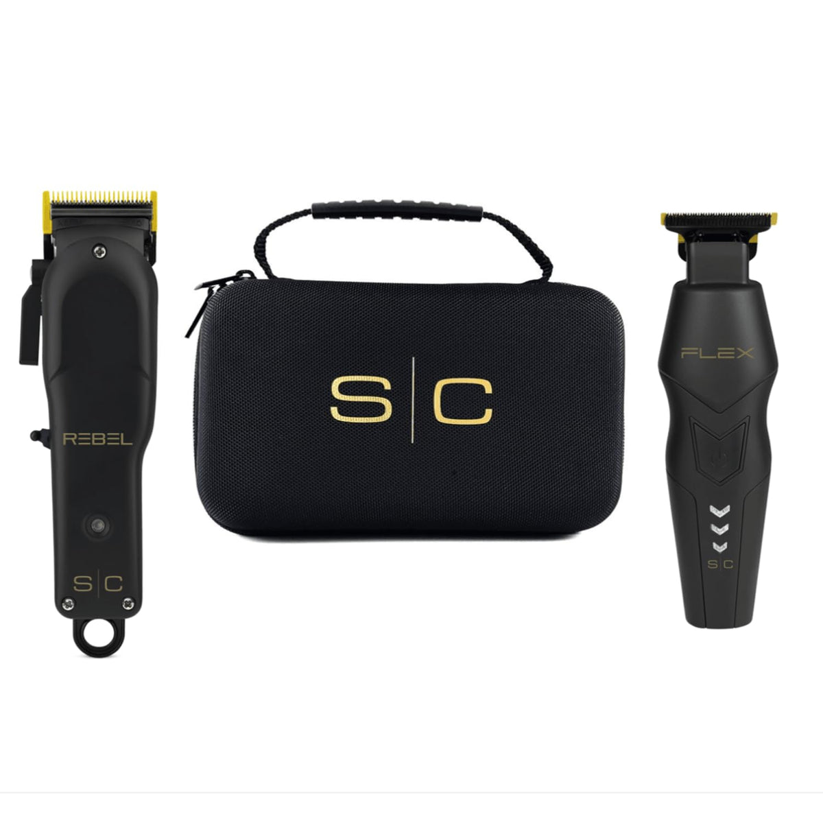 Stylecraft Flex Trimmer and Rebel Clipper in travel case for on-the-go styling convenience