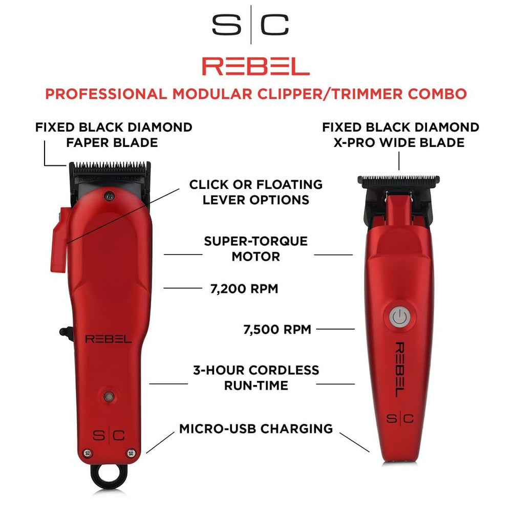 Stylecraft Rebel Black Diamond DLC blade close-up on clipper for precise edging